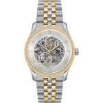 Hugo Boss Principle Skeleton Silver Dial Two Tone Steel Strap Watch for Men - 1514237