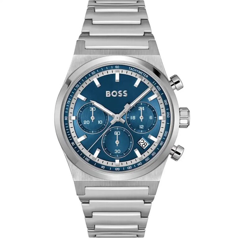 Hugo Boss Candor Chronograph Blue Dial Silver Steel Strap Watch for Men - 1514250