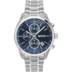 Hugo Boss Grand Prix Chronograph Blue Dial Silver Steel Strap Watch for Men - 1514226