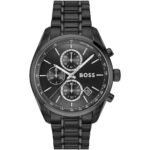 Hugo Boss Grand Prix Chronograph Black Dial Black Steel Strap Watch for Men - 1514298