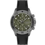 Hugo Boss Admiral Chronograph Green Dial Black Rubber Strap Watch for Men - 1513967