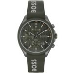 Hugo Boss Velocity Chronograph Green Dial Green Rubber Strap Watch For Men - 1514060