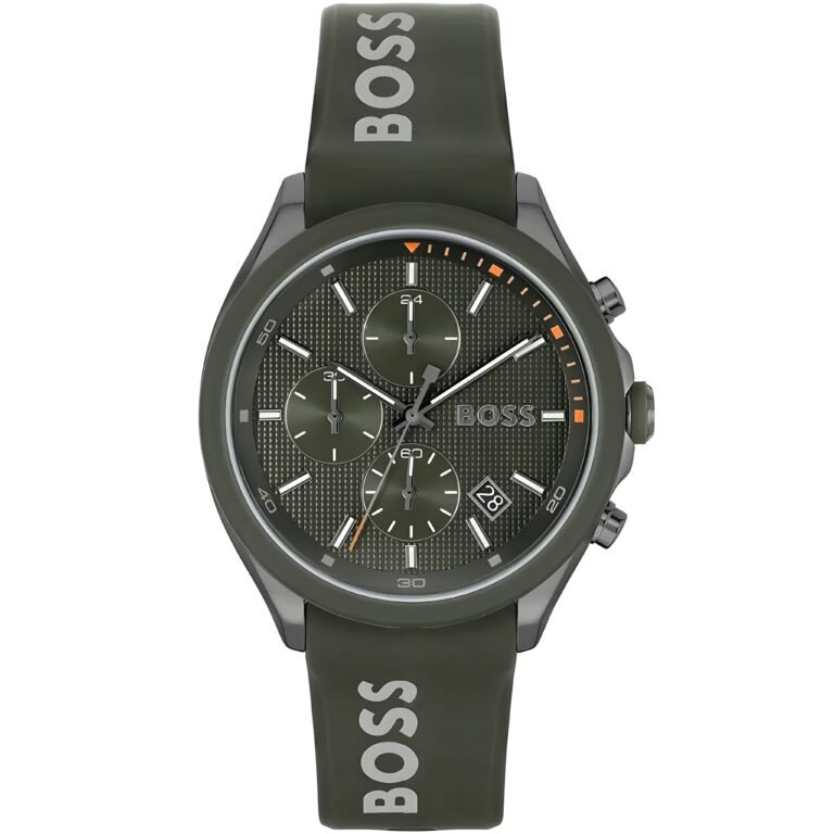 Hugo Boss Velocity Chronograph Green Dial Green Rubber Strap Watch For Men - 1514060