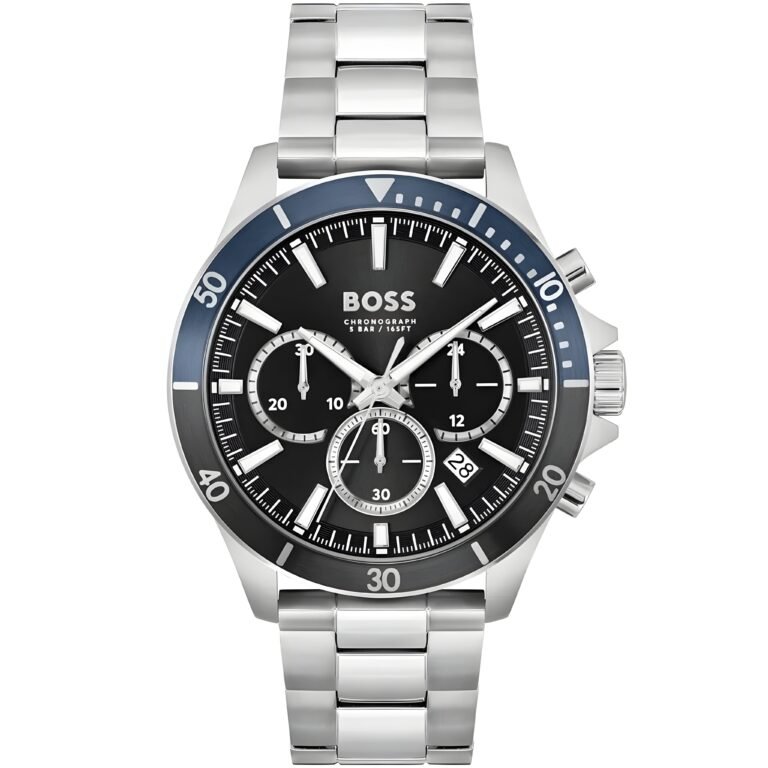 Hugo Boss Troper Chronograph Black Dial Silver Steel Strap Watch For Men - 1514101
