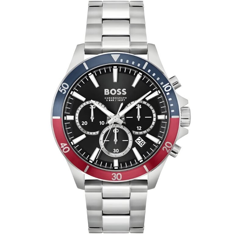 Hugo Boss Troper Chronograph Black Dial Silver Steel Strap Watch For Men - 1514108