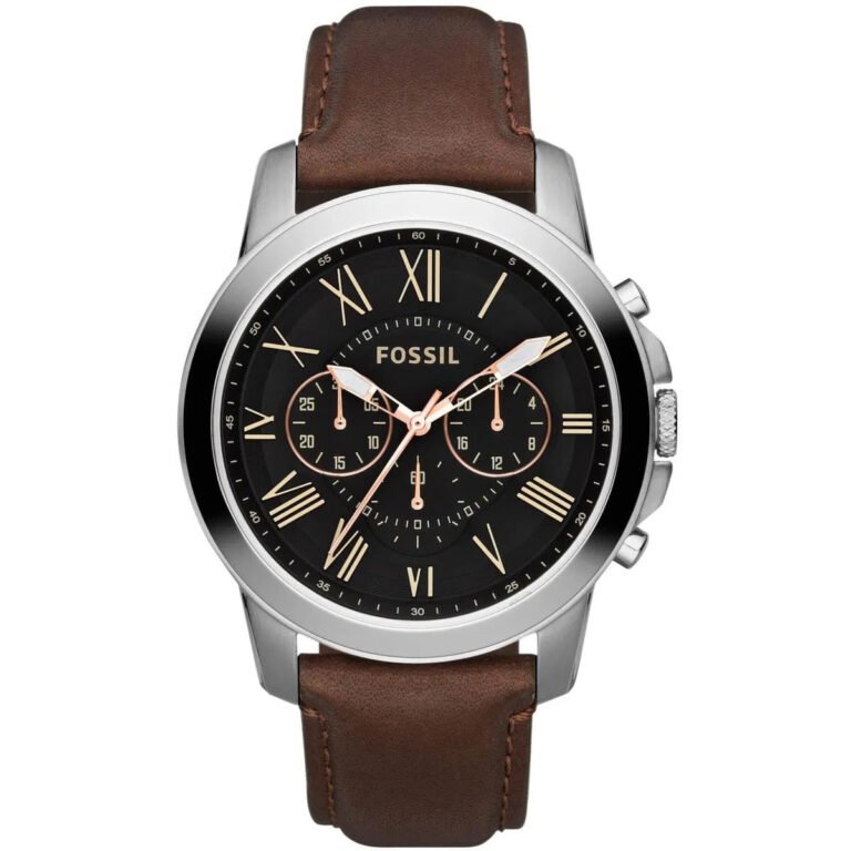 Fossil Grant Chronograph Black Dial Brown Leather Strap Watch for Men - FS4813