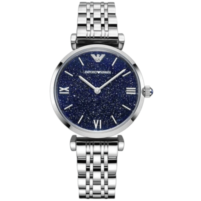 Emporio Armani Gianni T Bar Dark Blue Dial Silver Stainless Steel Watch For Women - AR11091