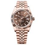 Rolex Watch Sky Dweller Rose Gold Dial Brown Jubilee Strap For Men Automatic size 42mm