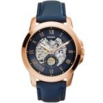 Fossil Grant Mechanical Blue Dial Blue Leather Strap Watch for Men - ME3054
