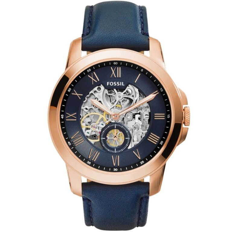 Fossil Grant Mechanical Blue Dial Blue Leather Strap Watch for Men - ME3054