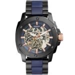 Fossil Modern Machine Automatic Skeleton Blue Dial Two Tone Steel Strap Watch for Men - ME3133