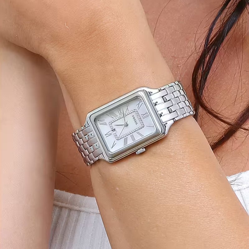 Fossil Raquel Three Hand Date Mother of Pearl Dial Silver Steel Strap Watch for Women - ES5306 - Image 4