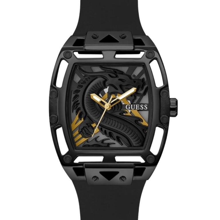 Guess Legend Analog Black Dial Black Rubber Strap Watch For Men - GW0648G1