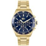 Lacoste Men's Quartz Watch with Stainless Steel Strap, Gold Plated, 22 (Model: 2011151)