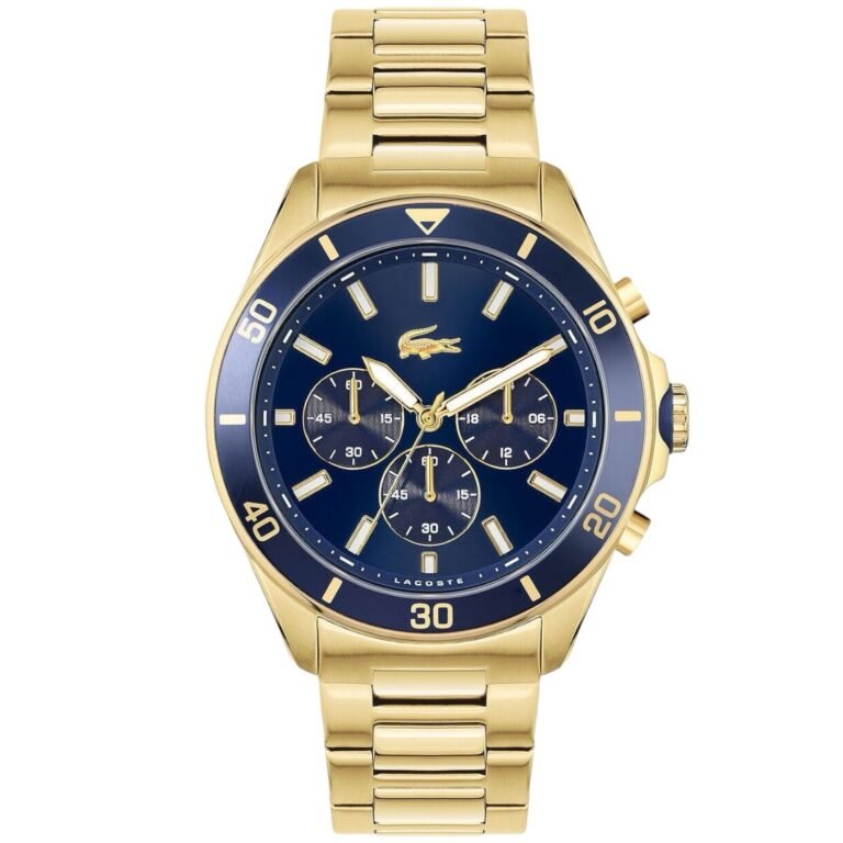 Lacoste Men's Quartz Watch with Stainless Steel Strap, Gold Plated, 22 (Model: 2011151)