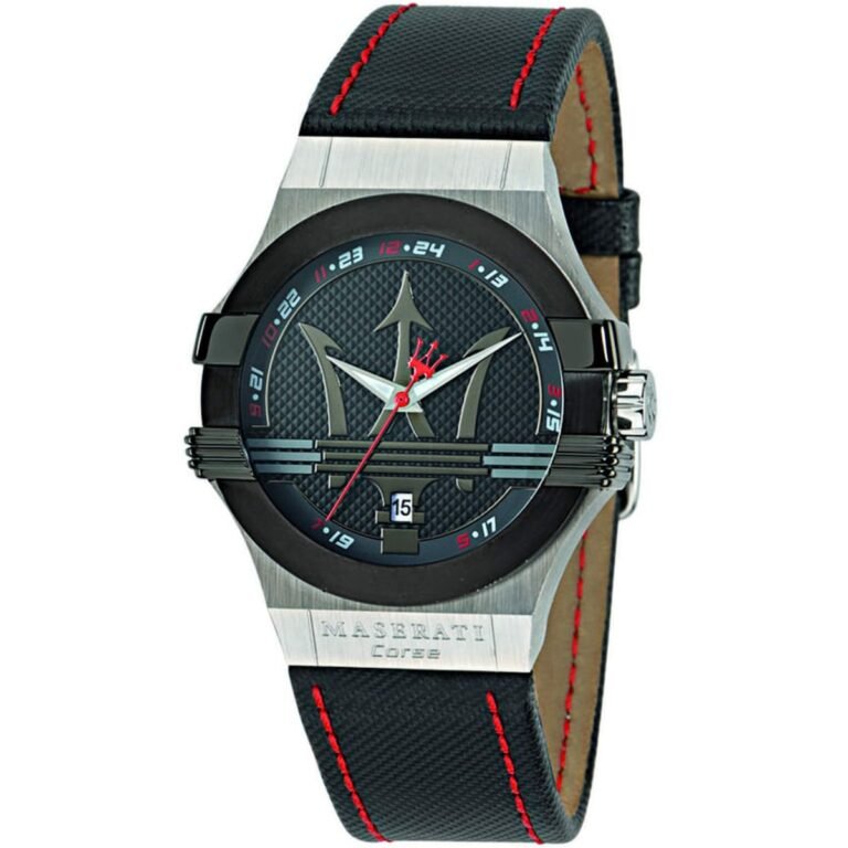 Maserati Potenza Black Dial Black Leather Strap Watch For Men - R8851108001