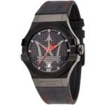 Maserati Potenza 3H STR Black Dial 42mm Leather Strap Watch For Men - R8851108010