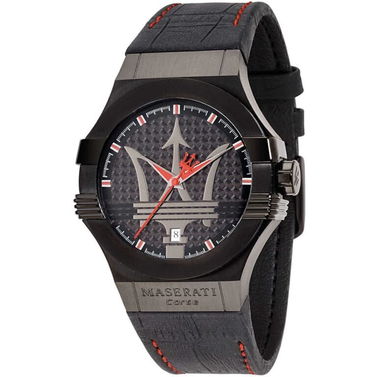 Maserati Potenza 3H STR Black Dial 42mm Leather Strap Watch For Men - R8851108010