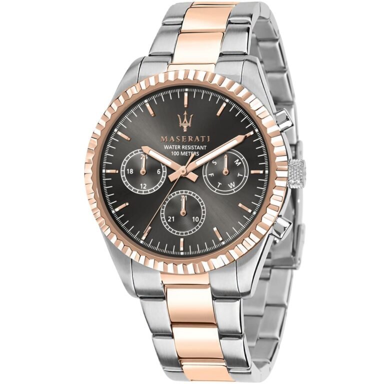 Maserati Competizione Analog Black Dial Two Tone Stainless Steel Strap Watch For Men - R8853100020