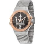 Maserati Potenza Quartz Grey Dial Silver Mesh Bracelet Watch For Men - R8853108007