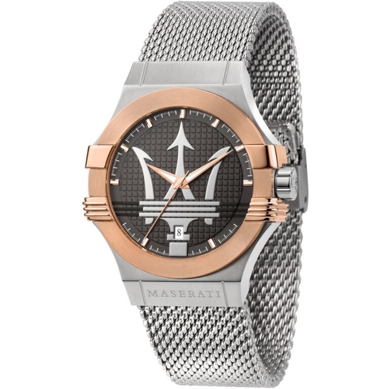 Maserati Potenza Quartz Grey Dial Silver Mesh Bracelet Watch For Men - R8853108007
