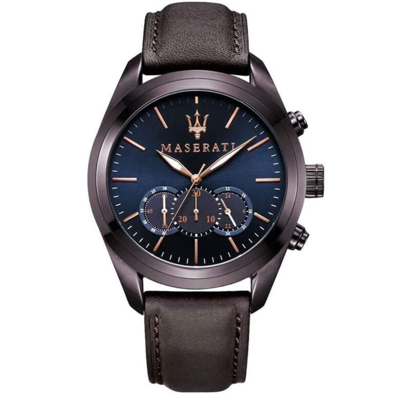 Maserati Traguardo Chronograph Blue Dial Brown Leather Strap Watch For Men - R8871612008