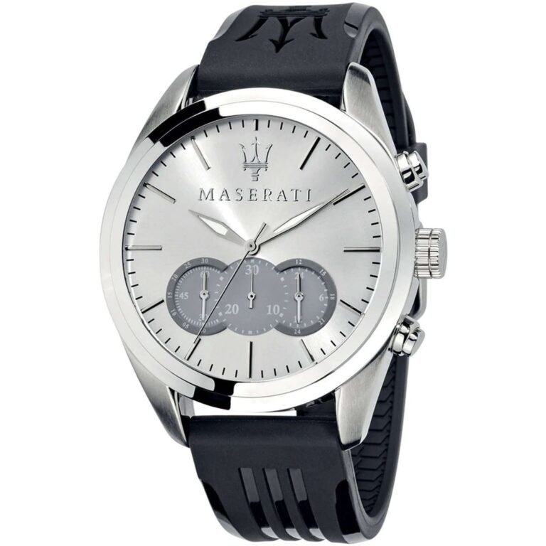 Maserati Traguardo Chronograph Silver Dial Black Rubber Strap Watch for Men - R8871612012