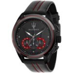 Maserati Traguardo Chronograph Black Dial Black Leather Strap Watch for Men - R8871612023
