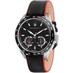 Maserati Traguardo Black Dial Black Leather Strap Watch For Men - R8871612028