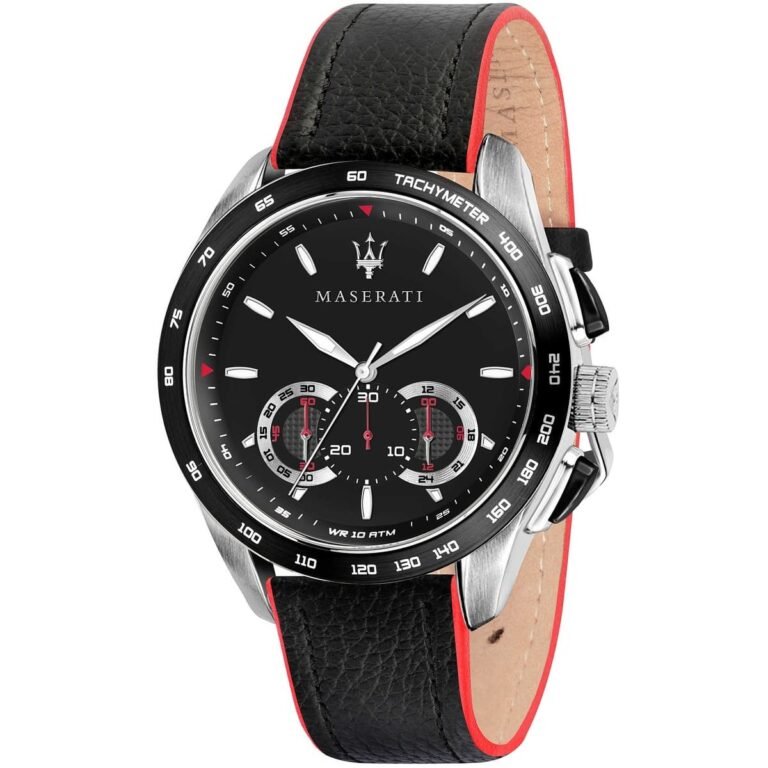 Maserati Traguardo Black Dial Black Leather Strap Watch For Men - R8871612028