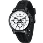 Maserati Successo 44mm White Dial Black Silicone Strap Watch For Men - R8871621010