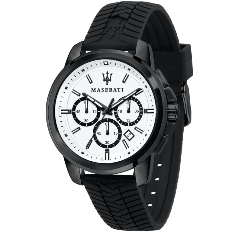 Maserati Successo 44mm White Dial Black Silicone Strap Watch For Men - R8871621010