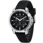 Maserati Successo Chronoraph Black Dial Black Silicon Strap Watch For Men - R8871621014