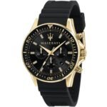 Maserati SFIDA Chronograph Black Dial Rubber Strap Watch For Men - R8871640001