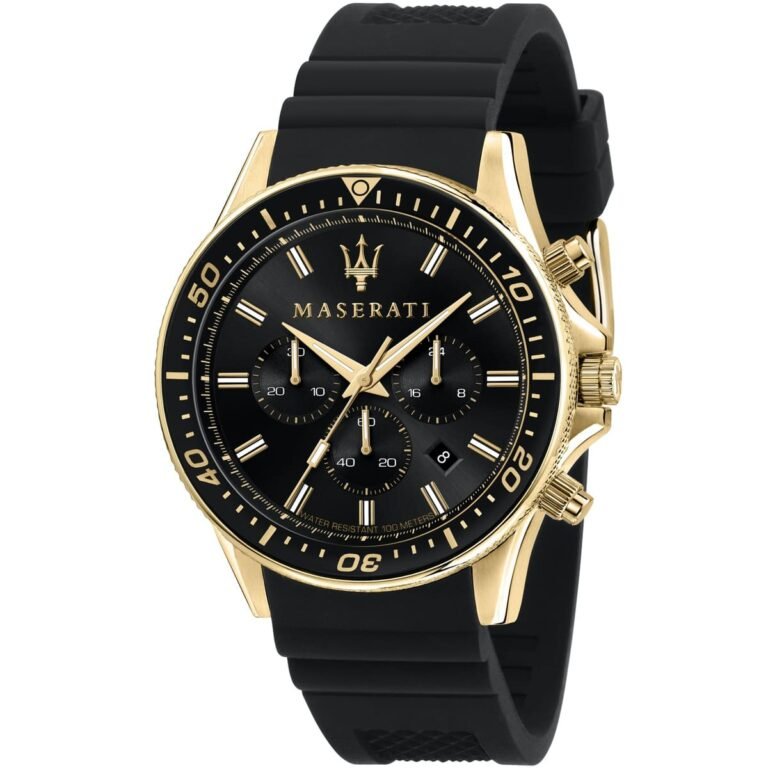 Maserati SFIDA Chronograph Black Dial Rubber Strap Watch For Men - R8871640001