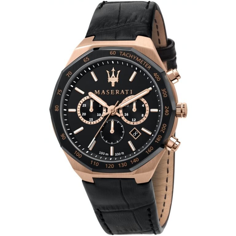 Maserati Stile Black Matte Dial Black Leather Strap Watch For Men - R8871642001