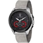 Maserati Traguardo Black Dial Silver Mesh Bracelet Watch For Men - R8873612005