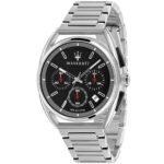 Maserati Trimarano Chronograph Black Dial Silver Stainless Steel Strap Watch For Men - R8873632003