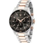Maserati SFIDA Chronograph Black Dial Two Tone Steel Strap Watch For Men - R8873640002