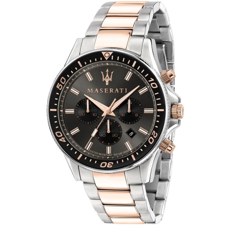 Maserati SFIDA Chronograph Black Dial Two Tone Steel Strap Watch For Men - R8873640002