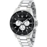Maserati SFIDA Chronograph Black Dial Silver Steel Strap Watch For Men - R8873640004