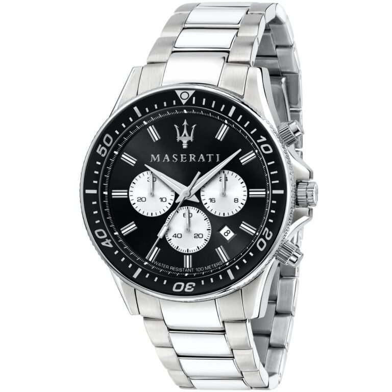 Maserati SFIDA Chronograph Black Dial Silver Steel Strap Watch For Men - R8873640004