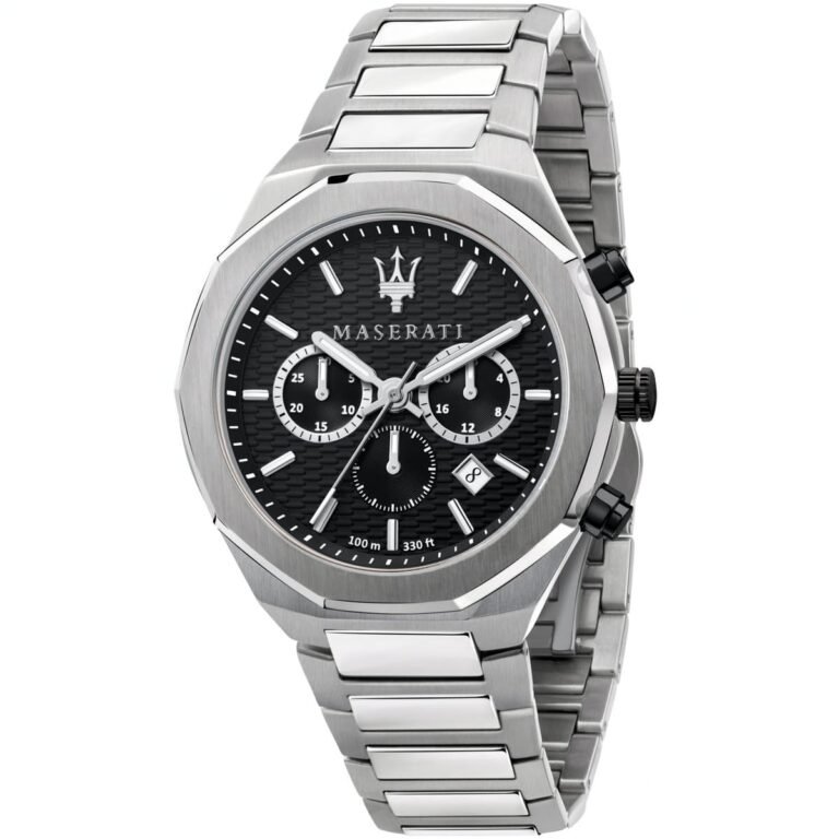 Maserati Stile Chronograph Black Dial Silver Steel Strap Watch For Men - R8873642004