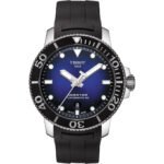 Tissot Seastar 1000 Powermatic 80 Blue Dial Black Rubber Strap Watch For Men Automatic size 43 mm