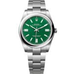 Rolex Oyster Perpetual Green Index Dial Smooth Bezel Automatic size 41mm